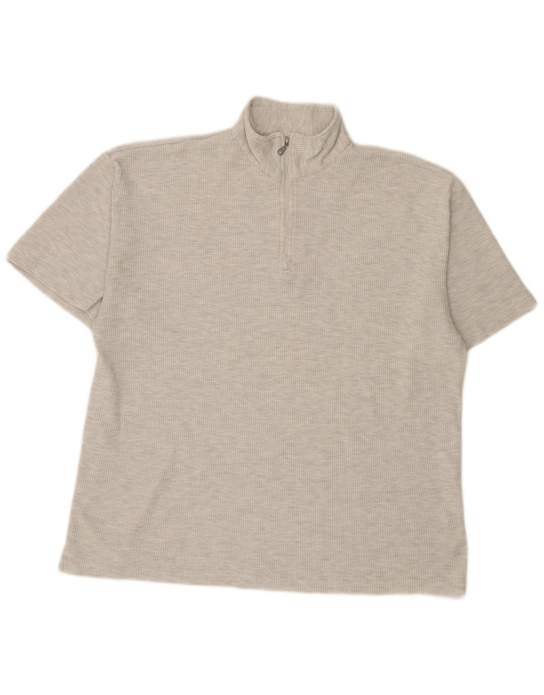 JOHN F GEE Mens Zip Neck T-Shirt Top EU 56 2XL Grey Polyester