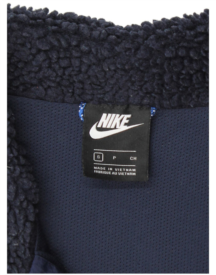 NIKE Mens Fleece Gilet UK 36 Small Navy Blue Colourblock Polyester Sports