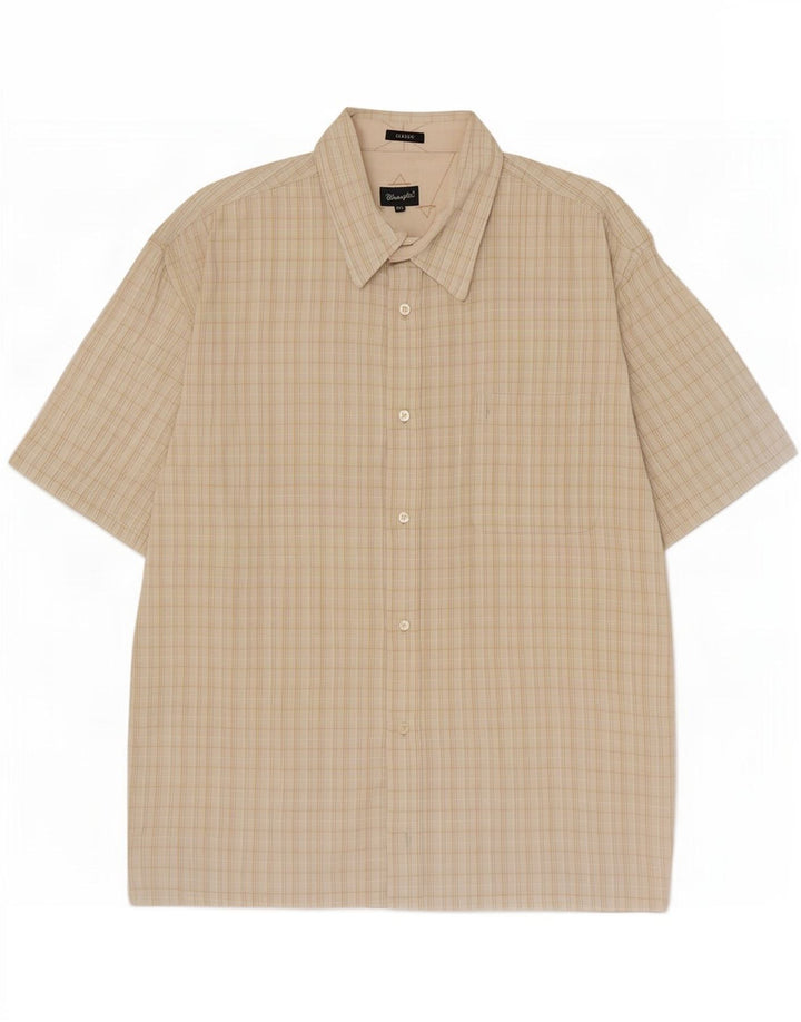 Wrangler Mens Classic Short Sleeve Shirt 2XL Beige Check