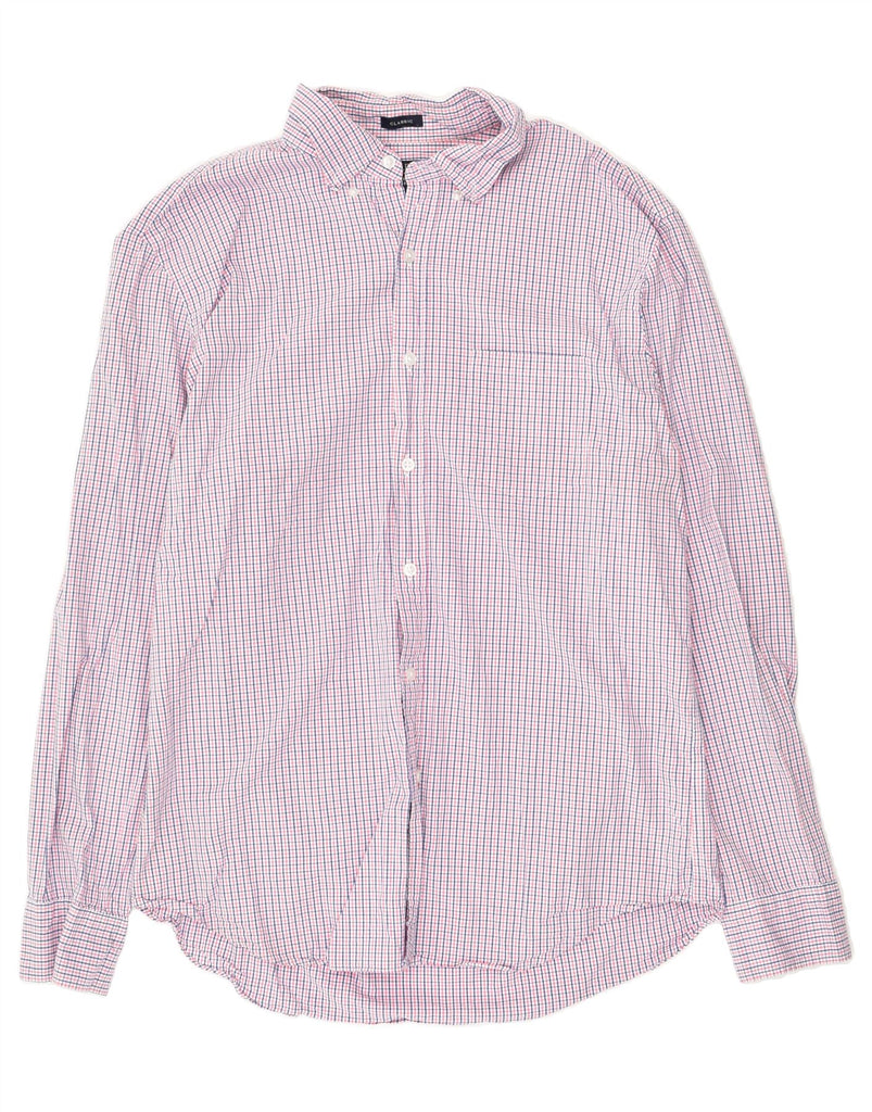 J. CREW Mens Flex Washed Classic Fit Shirt Large Pink Check Cotton | Vintage J. Crew | Thrift | Second-Hand J. Crew | Used Clothing | Messina Hembry 