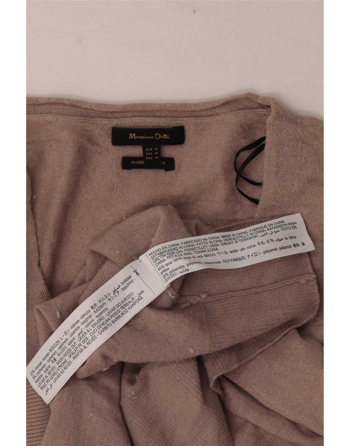 Massimo Dutti Mens V-Neck Jumper Sweater Medium Brown Wool