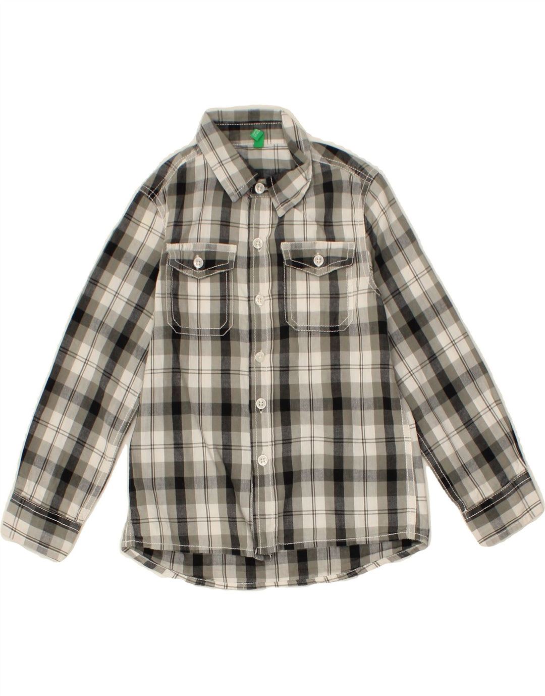 BENETTON Boys Shirt 4-5 Years XS Grey Check Cotton Vintage Benetton and Second-Hand Benetton from Messina Hembry 