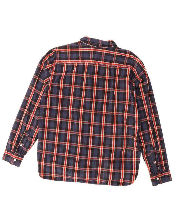 LEVI'S Mens Shirt XL Navy Blue Check Cotton