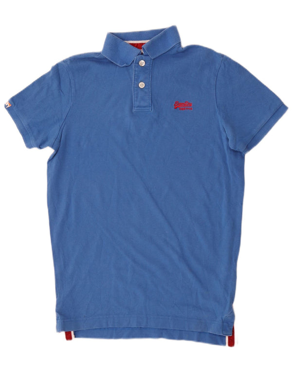 Superdry Mens Rugby Polo Shirt Medium Blue Cotton