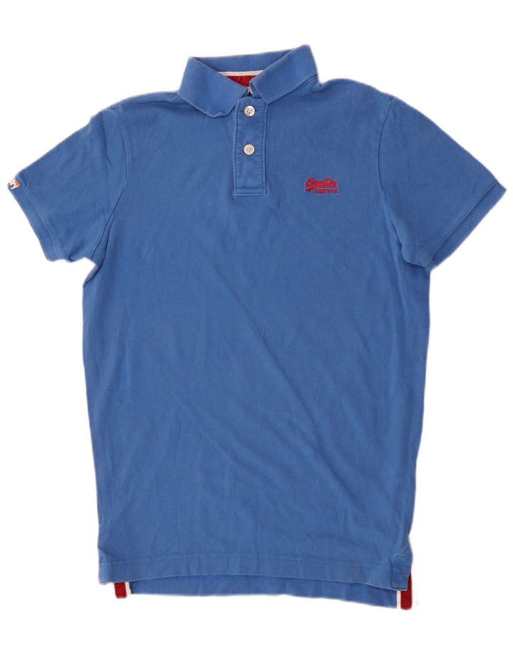 Superdry Mens Rugby Polo Shirt Medium Blue Cotton