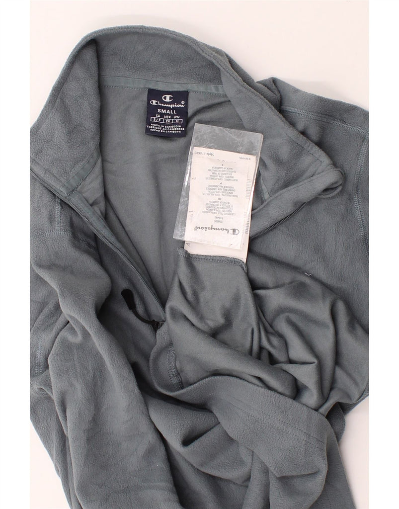 CHAMPION Mens Zip Neck Fleece Jumper Small Grey Polyester Vintage Champion and Second-Hand Champion from Messina Hembry 