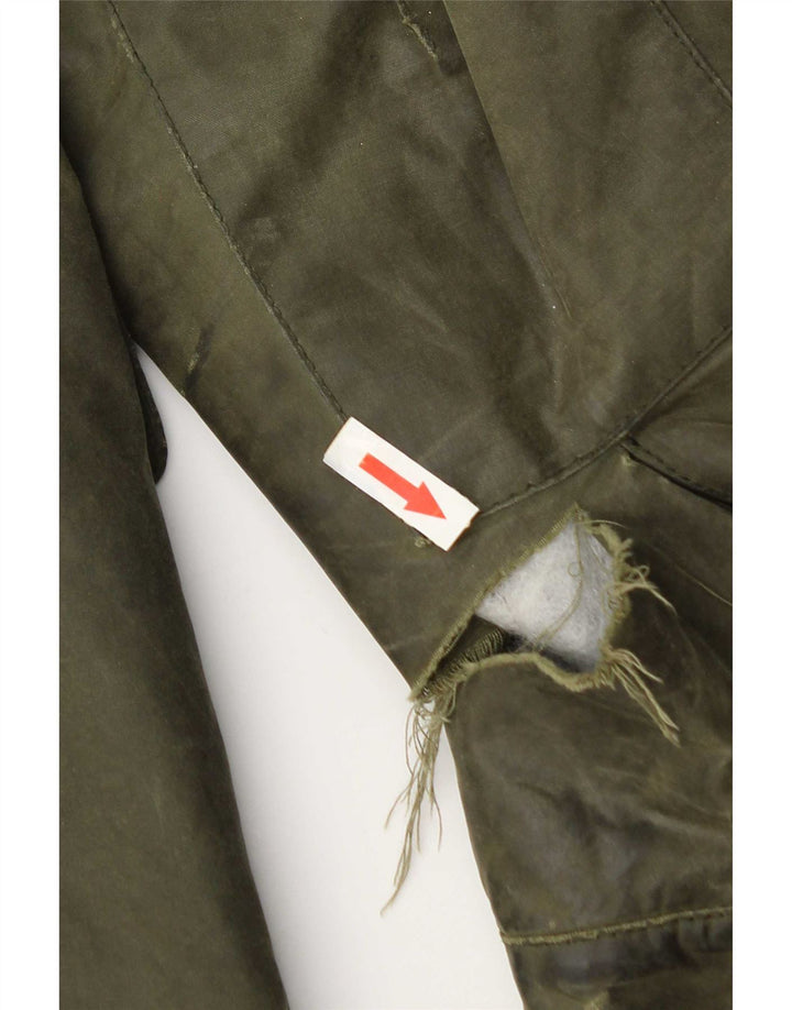 Barbour Mens Waxed Cotton Jacket UK 36 Small Green Cotton