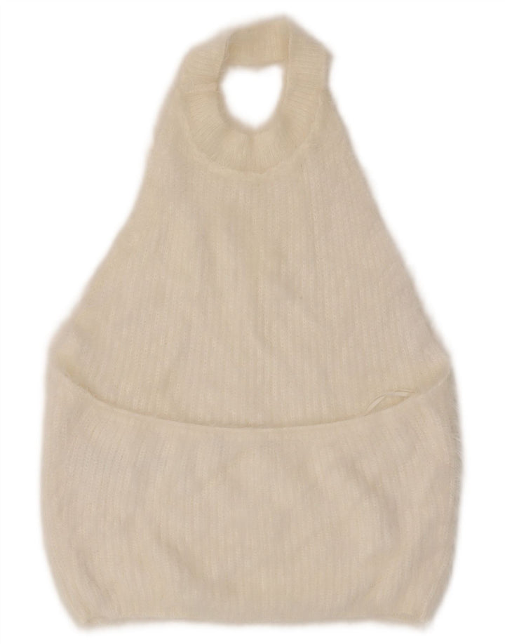 Zara Womens Knit Halter Top UK 14 Large White Nylon