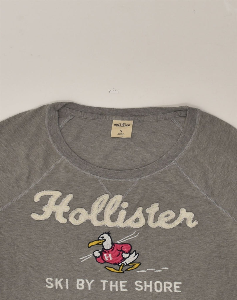 HOLLISTER Womens Graphic Top Long Sleeve UK 8 Small Grey Cotton | Vintage Hollister | Thrift | Second-Hand Hollister | Used Clothing | Messina Hembry 