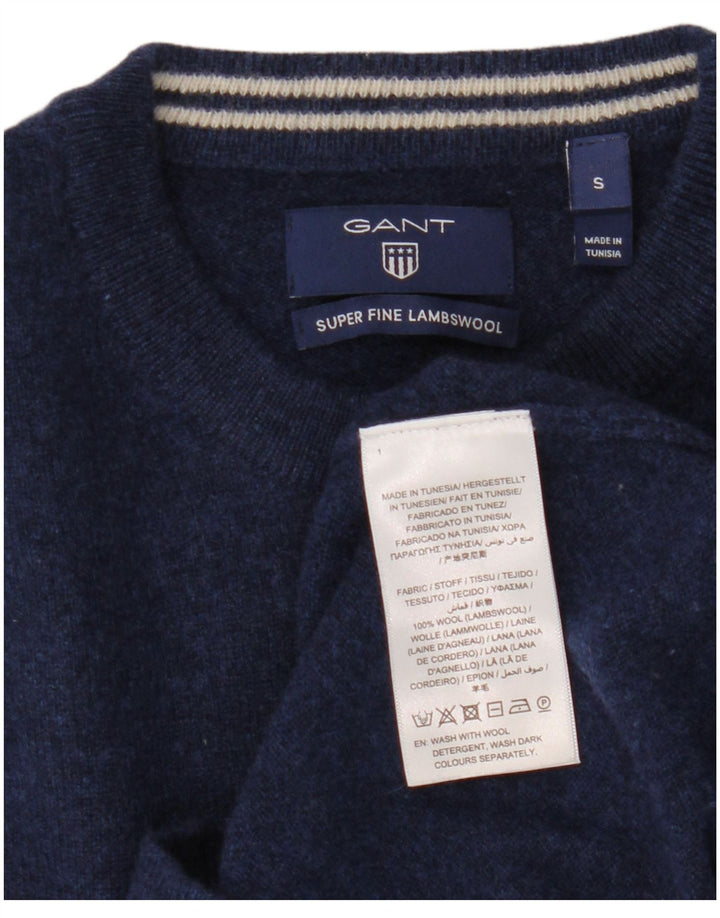 Gant Mens Crew Neck Jumper Sweater Small Navy Blue Wool