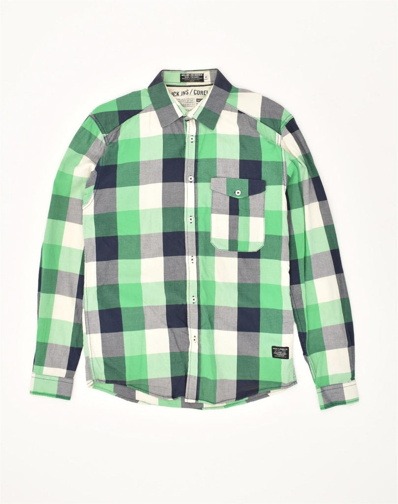 JACK & JONES Mens Shirt Medium Green Check Cotton | Vintage Jack & Jones | Thrift | Second-Hand Jack & Jones | Used Clothing | Messina Hembry 