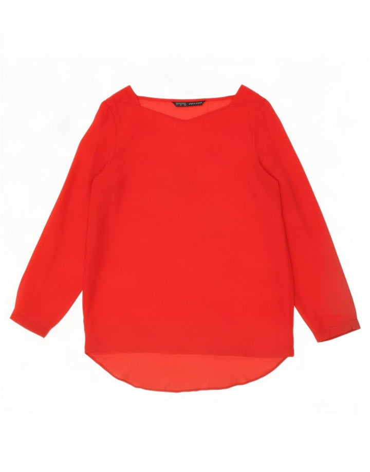 Zara Womens See Through Blouse Top UK 10 Small Red Polyester