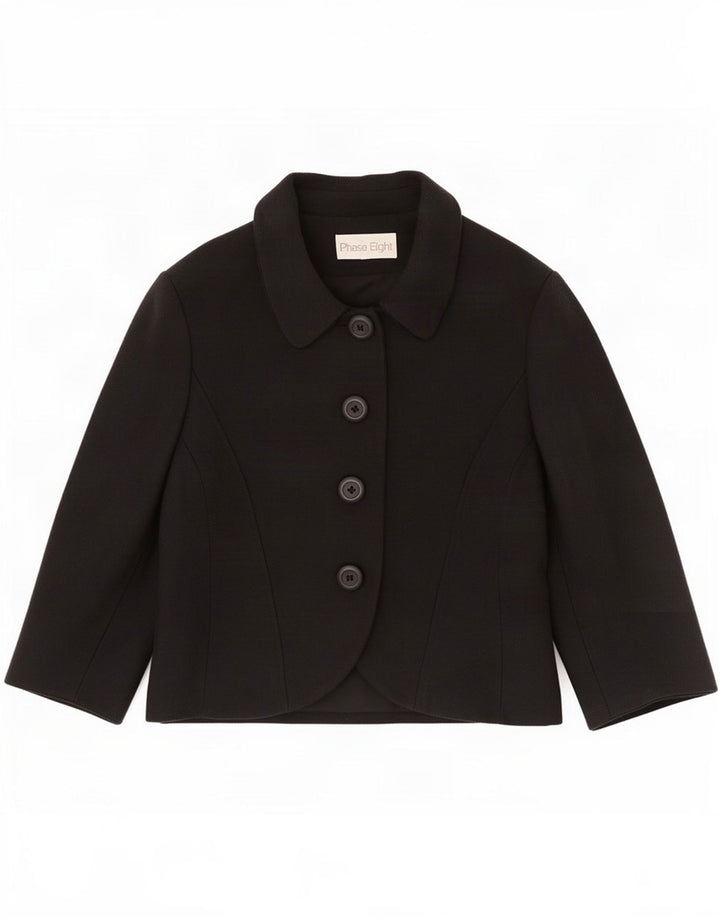 Phase Eight Womens 3/4 Sleeve 4 Button Blazer Jacket UK 10 Small Black