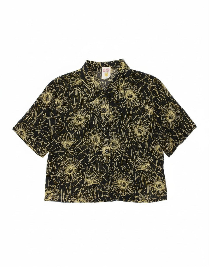 CLOCK HOUSE Womens Short Sleeve Shirt Blouse IT 40 Small Black Floral