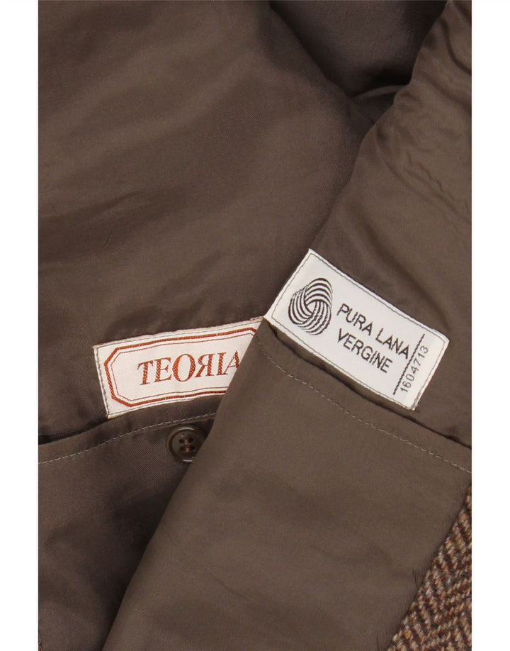 Vintage Mens 2 Button Blazer Jacket UK 38 Medium Brown Herringbone