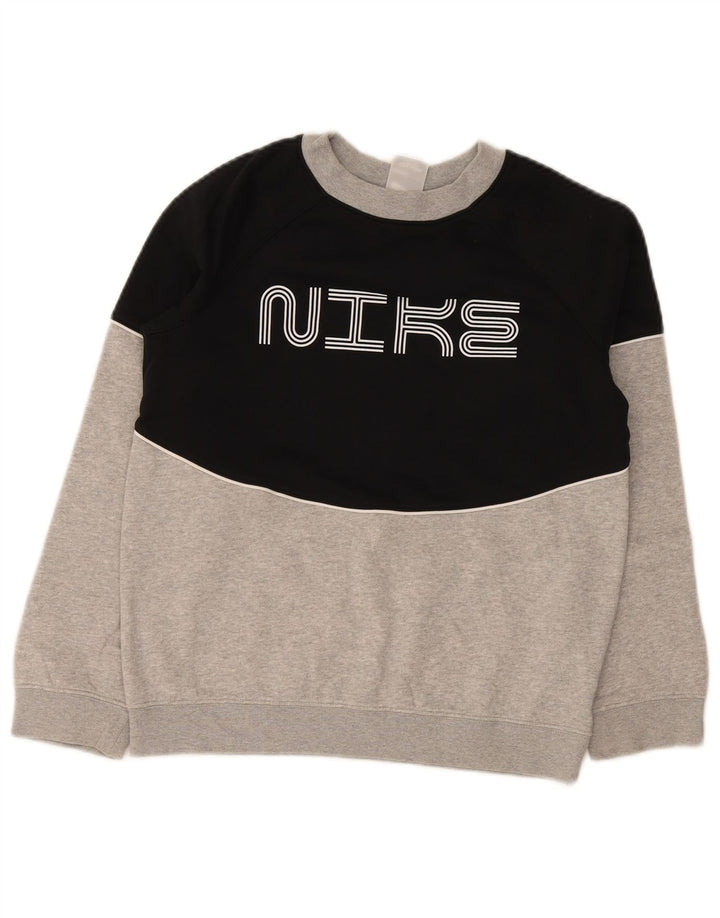 Nike Boys Graphic Sweatshirt Jumper 12-13 Years Large Black Colourblock