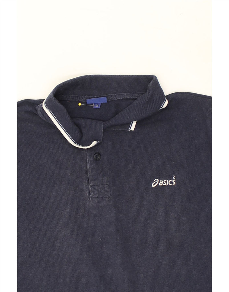 ASICS Mens Polo Shirt Medium Navy Blue Cotton | Vintage Asics | Thrift | Second-Hand Asics | Used Clothing | Messina Hembry 