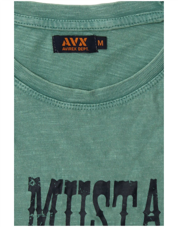 AVIREX Mens Graphic T-Shirt Top Medium Green Cotton