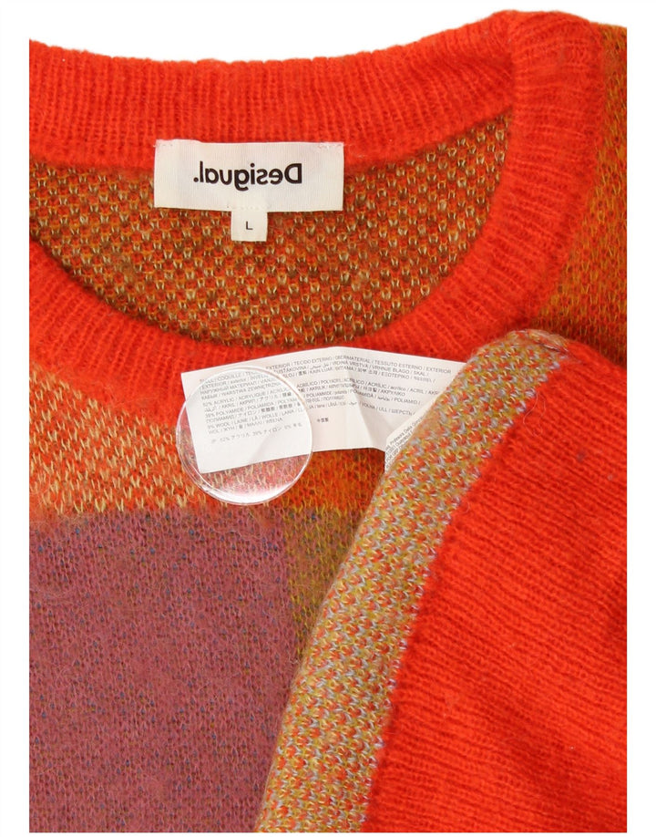 Desigual Womens Crew Neck Jumper Sweater UK 16 Large Multicoloured Acrylic
