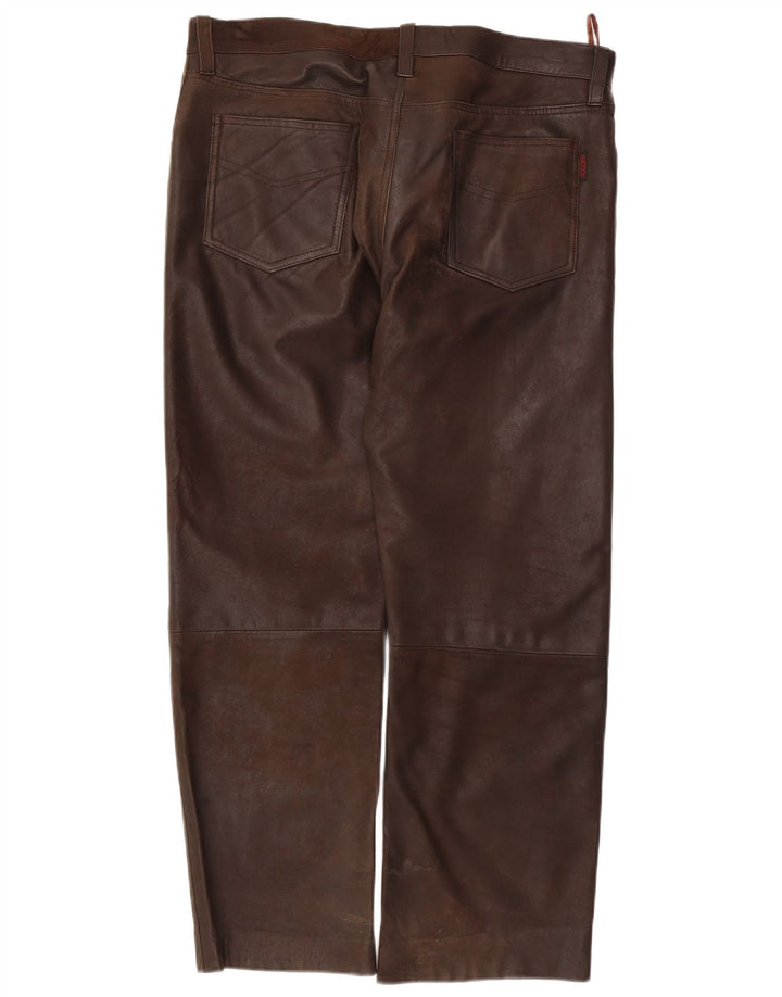 Maddox Mens Leather Trousers W36 L28 Brown Leather