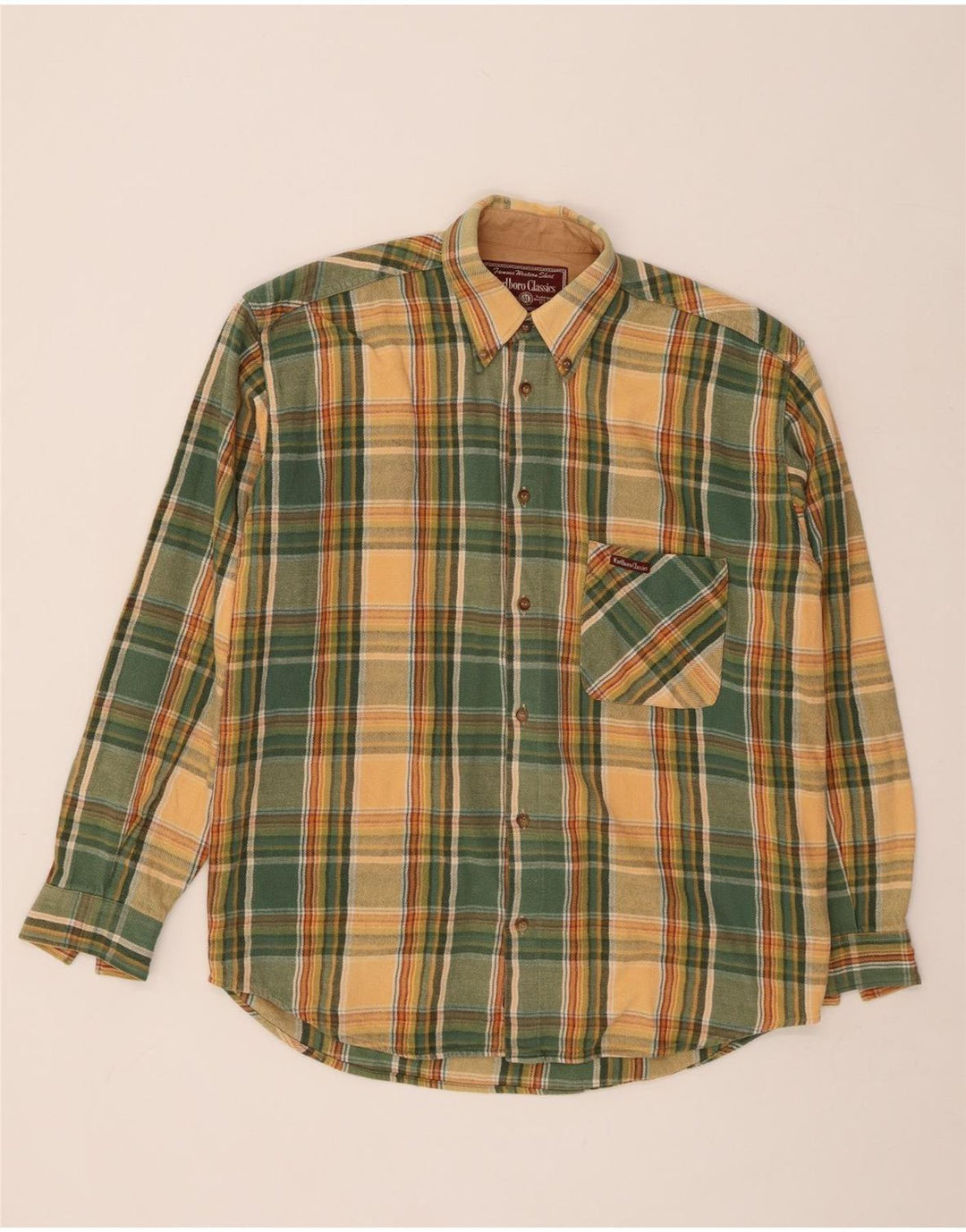 MARLBORO CLASSICS Mens Flannel Shirt Medium Green Check