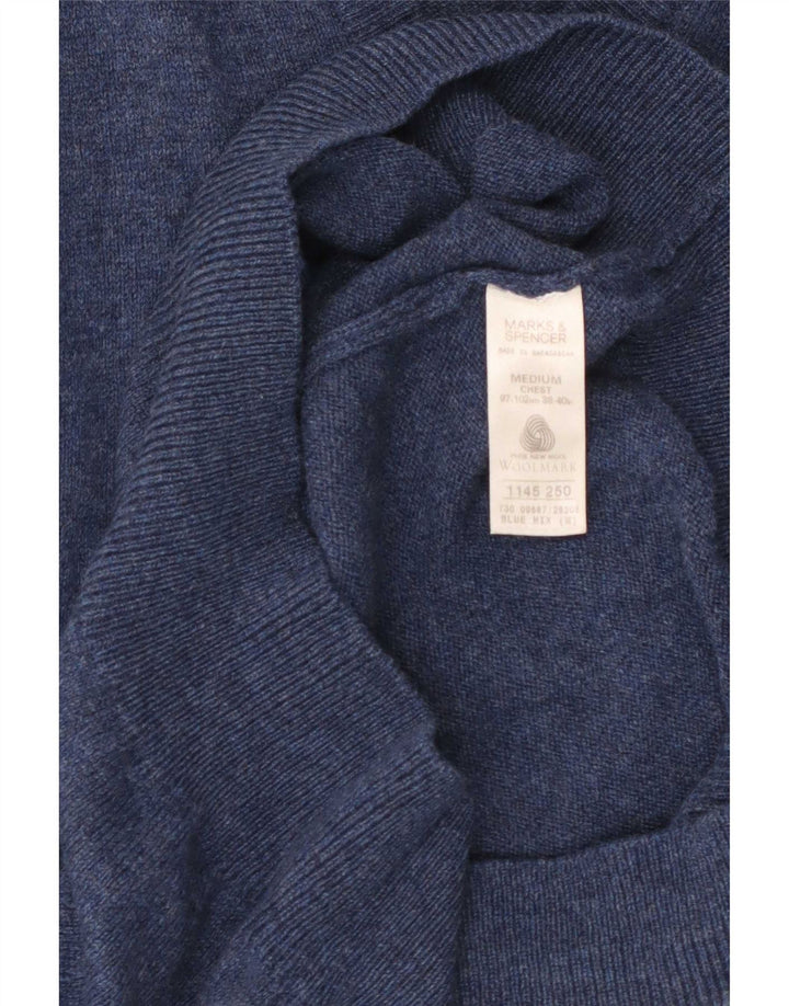 Marks & Spencer Mens Vest Tank Top Medium Blue Flecked Lambswool