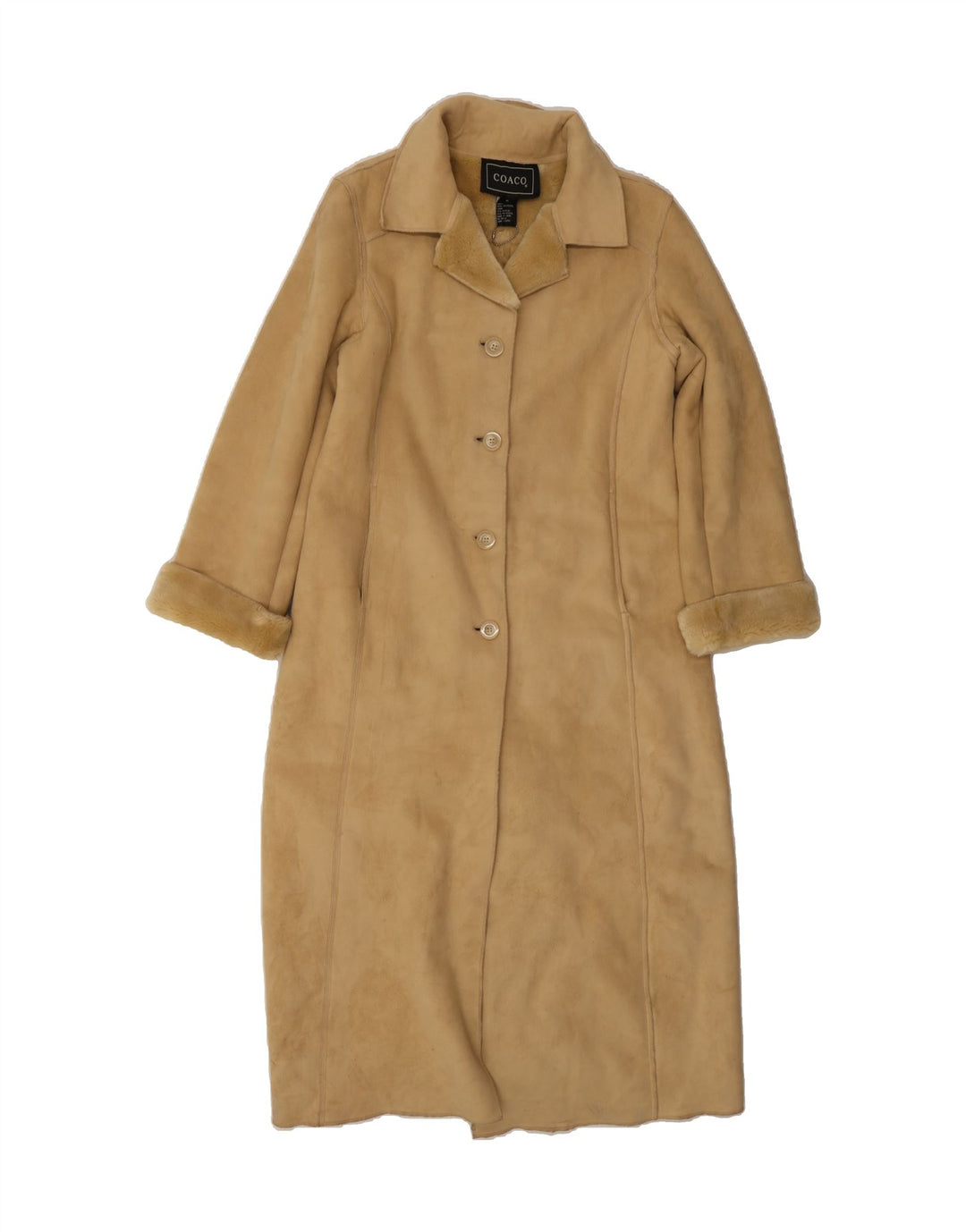 VINTAGE Womens Sherpa Overcoat UK 12 Medium Beige Polyester Classic Vintage Vintage and Second-Hand Vintage from Messina Hembry 