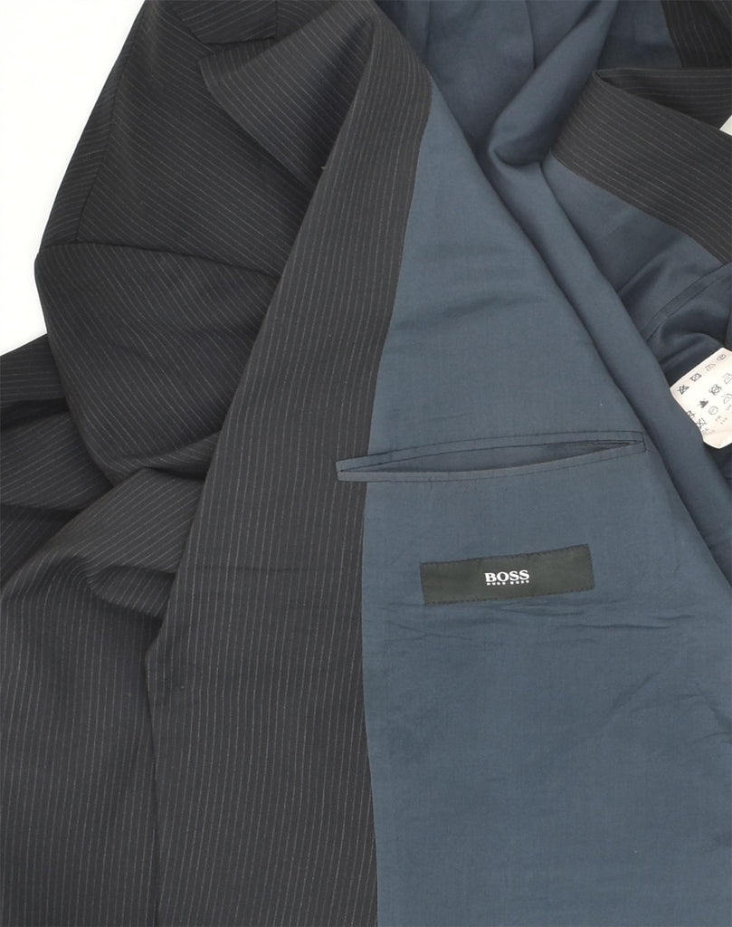 HUGO BOSS Mens 2 Button Blazer Jacket UK 38 Medium  Navy Blue Pinstripe | Vintage Hugo Boss | Thrift | Second-Hand Hugo Boss | Used Clothing | Messina Hembry 