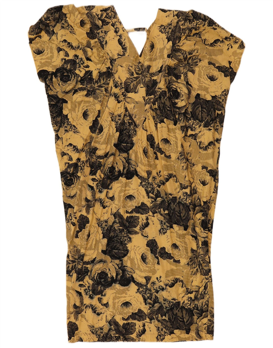 Vintage Womens Shift Dress UK 16 Large Yellow Floral