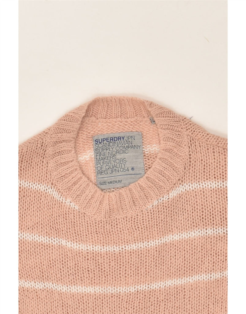 SUPERDRY Womens Crew Neck Jumper Sweater UK 14 Medium Beige Striped | Vintage Superdry | Thrift | Second-Hand Superdry | Used Clothing | Messina Hembry 