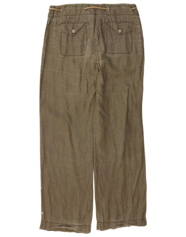 Cerruti 1881 Womens Loose Fit Trousers IT 42 Medium W30 L32 Green Linen