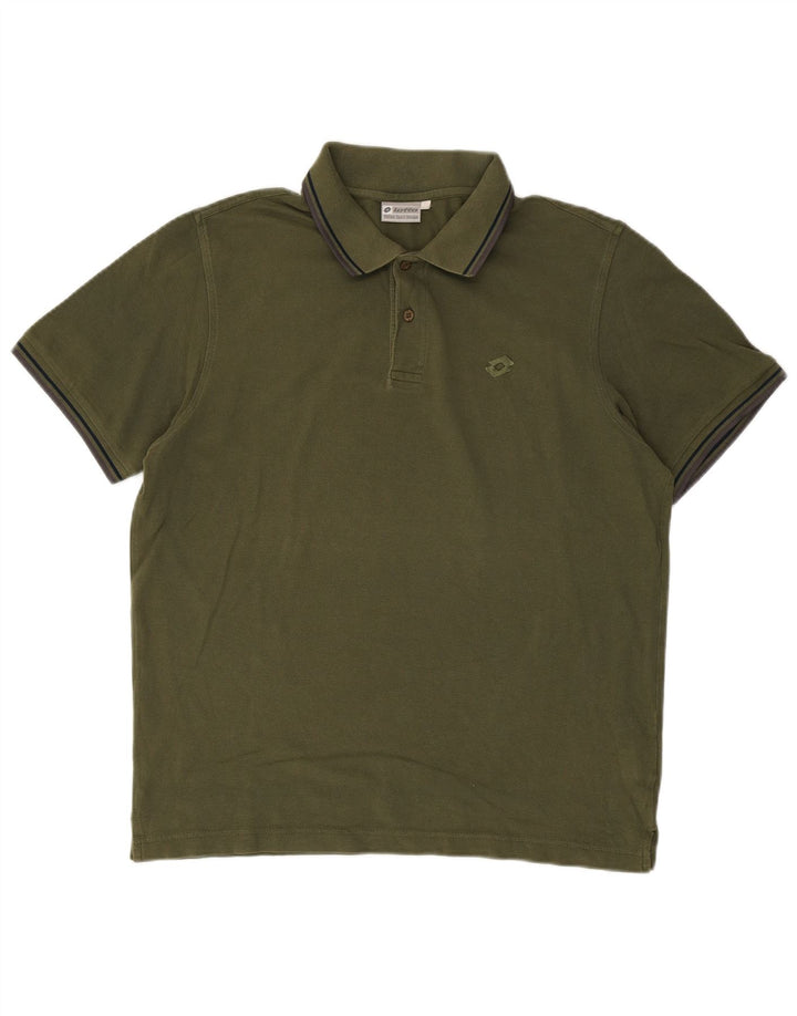 LOTTO Mens Polo Shirt IT 50 Medium Khaki Cotton