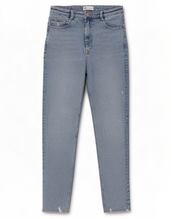 Zara Womens High Rise Slim Jeans EU 38 Small W28 L27 Blue Cotton