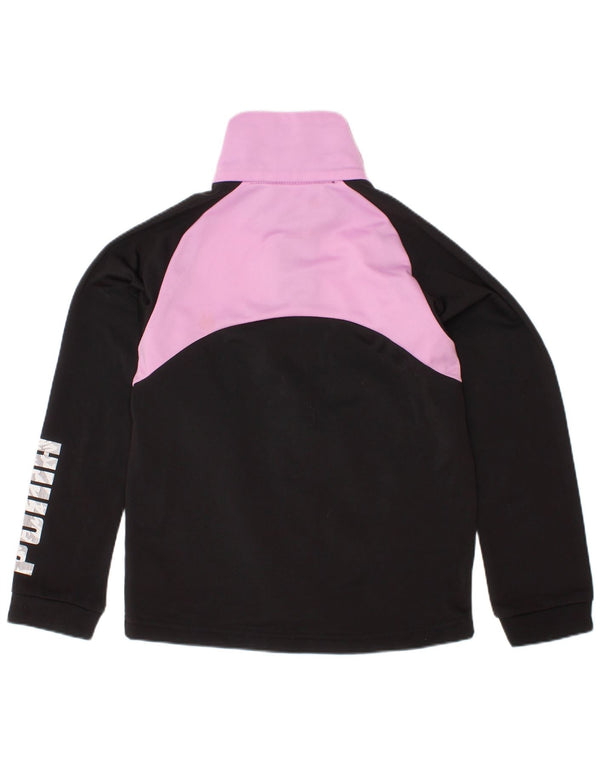PUMA Girls Tracksuit Top Jacket 5-6 Years Black Colourblock Polyester