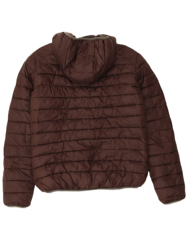 Invicta Mens Hooded Reversible Padded Jacket UK 36 Small Brown Polyester