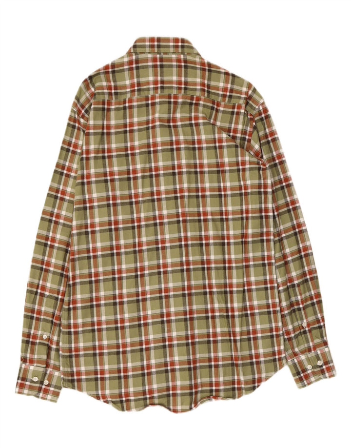 VINTAGE Mens Flannel Shirt Size 39 Medium Khaki Check