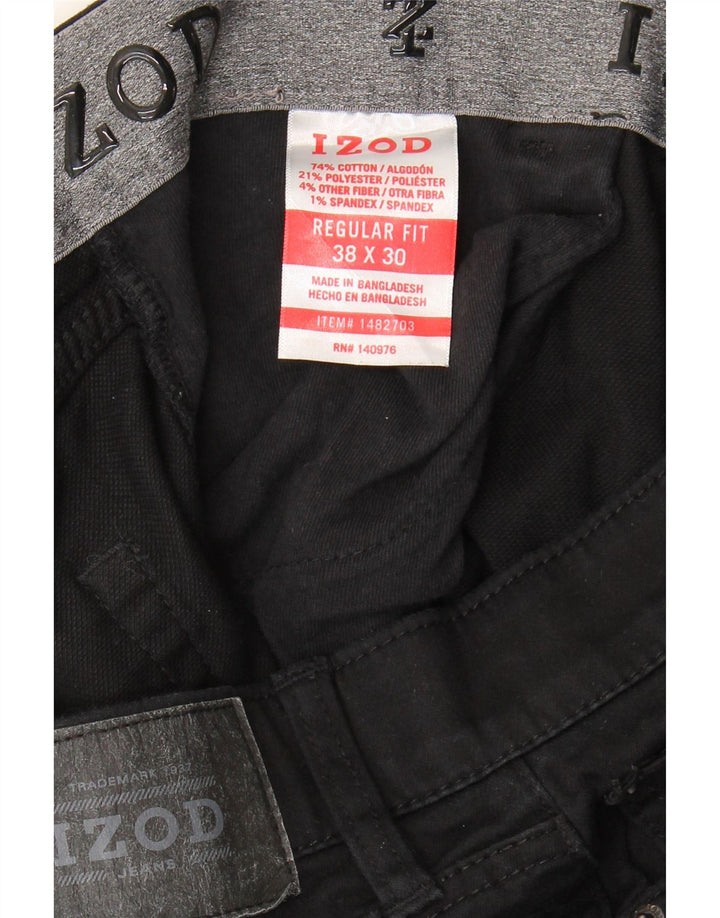 IZOD Mens Regular Fit Casual Trousers W38 L30 Black Cotton Vintage Izod and Second-Hand Izod from Messina Hembry 