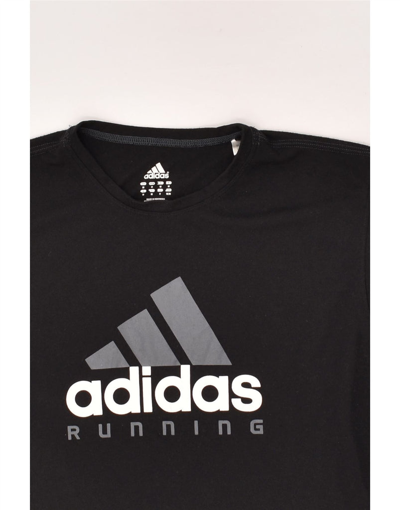 ADIDAS Mens Running Graphic T-Shirt Top Medium Black Polyester | Vintage Adidas | Thrift | Second-Hand Adidas | Used Clothing | Messina Hembry 