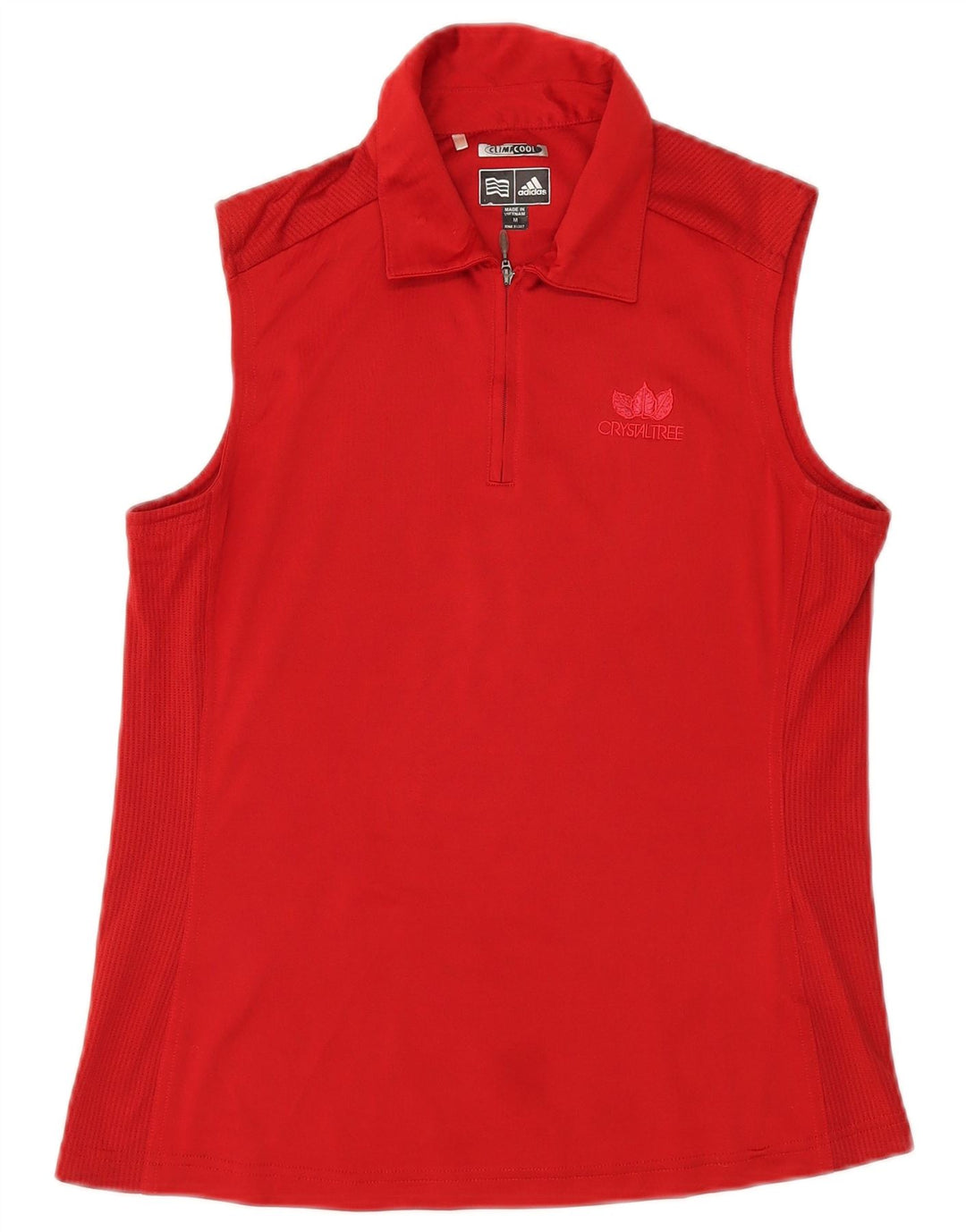 Adidas Womens Climacool Sleeveless Polo Shirt UK 12 Medium Red Polyester