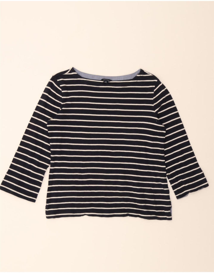 NAUTICA Womens Top 3/4 Sleeve UK 12 Medium Black Striped Cotton Vintage Nautica and Second-Hand Nautica from Messina Hembry 
