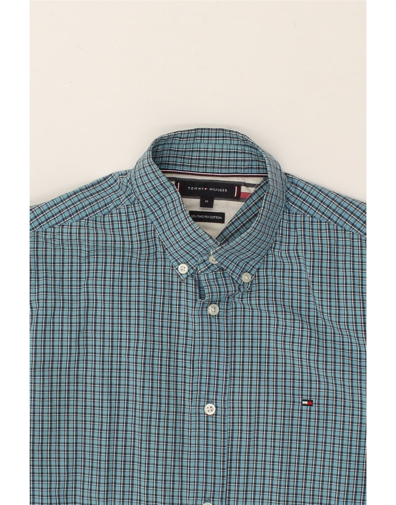 TOMMY HILFIGER Mens Shirt Medium Blue Check Cotton | Vintage Tommy Hilfiger | Thrift | Second-Hand Tommy Hilfiger | Used Clothing | Messina Hembry 