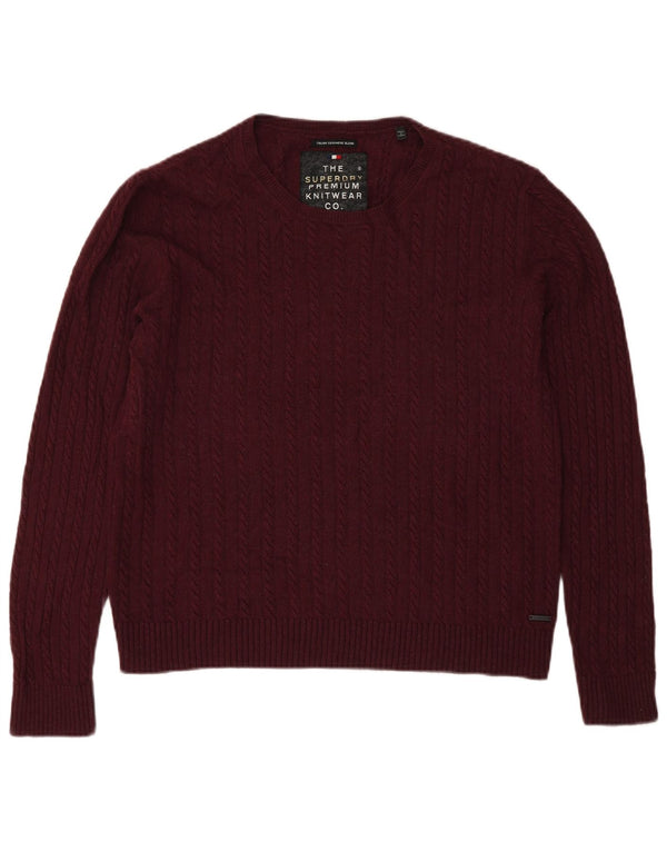 Superdry Womens Regular Fit Boat Neck Jumper Sweater UK 18 XL Burgundy Wool