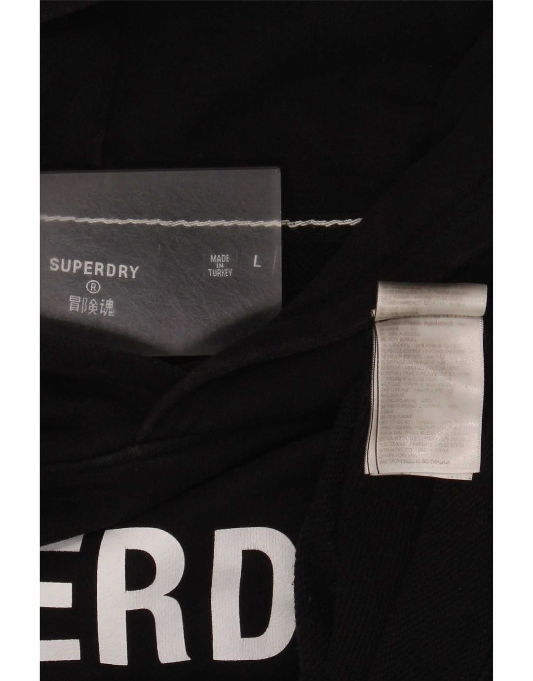 Superdry Mens Graphic Hoodie Jumper Large Black Cotton