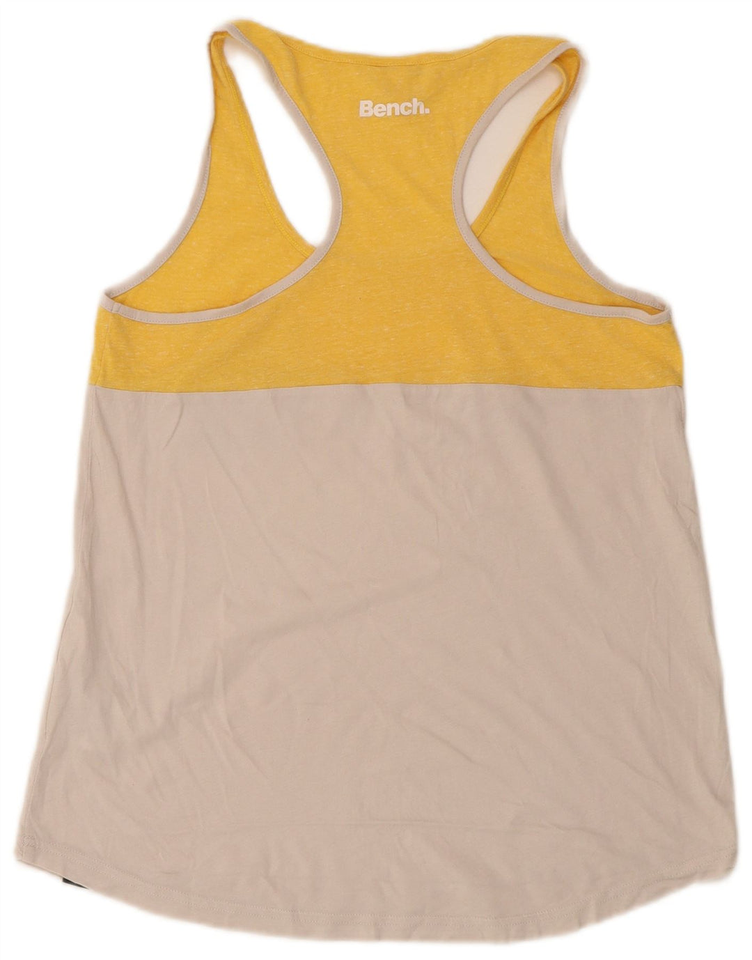 Bench Womens Vest Top UK 12 Medium Yellow Colourblock Cotton