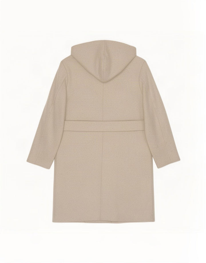 Zara Womens Hooded Oversized Double Breasted Coat UK 10 Small Beige