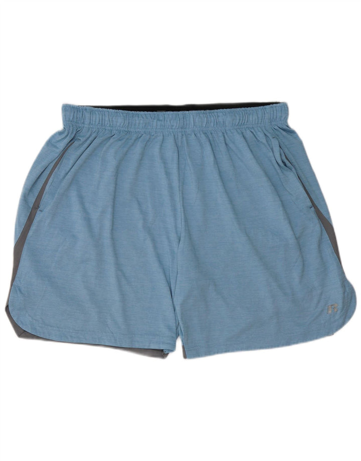 RUSSELL ATHLETIC Mens Sport Shorts XL Blue Colourblock Polyester