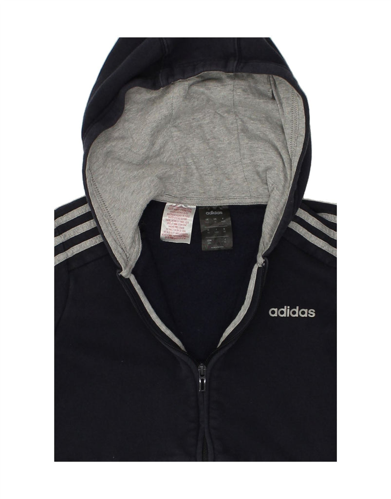 ADIDAS Boys Zip Hoodie Sweater 11-12 Years Navy Blue Colourblock Cotton | Vintage Adidas | Thrift | Second-Hand Adidas | Used Clothing | Messina Hembry 