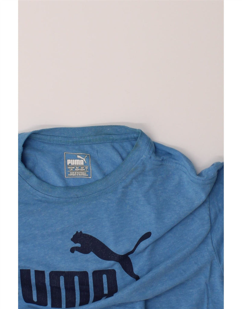 PUMA Mens Graphic T-Shirt Top Large Blue Polyester Vintage Puma and Second-Hand Puma from Messina Hembry 