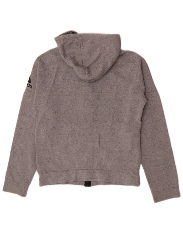 Adidas Womens Graphic Zip Hoodie Sweater UK 10 Small Grey Cotton