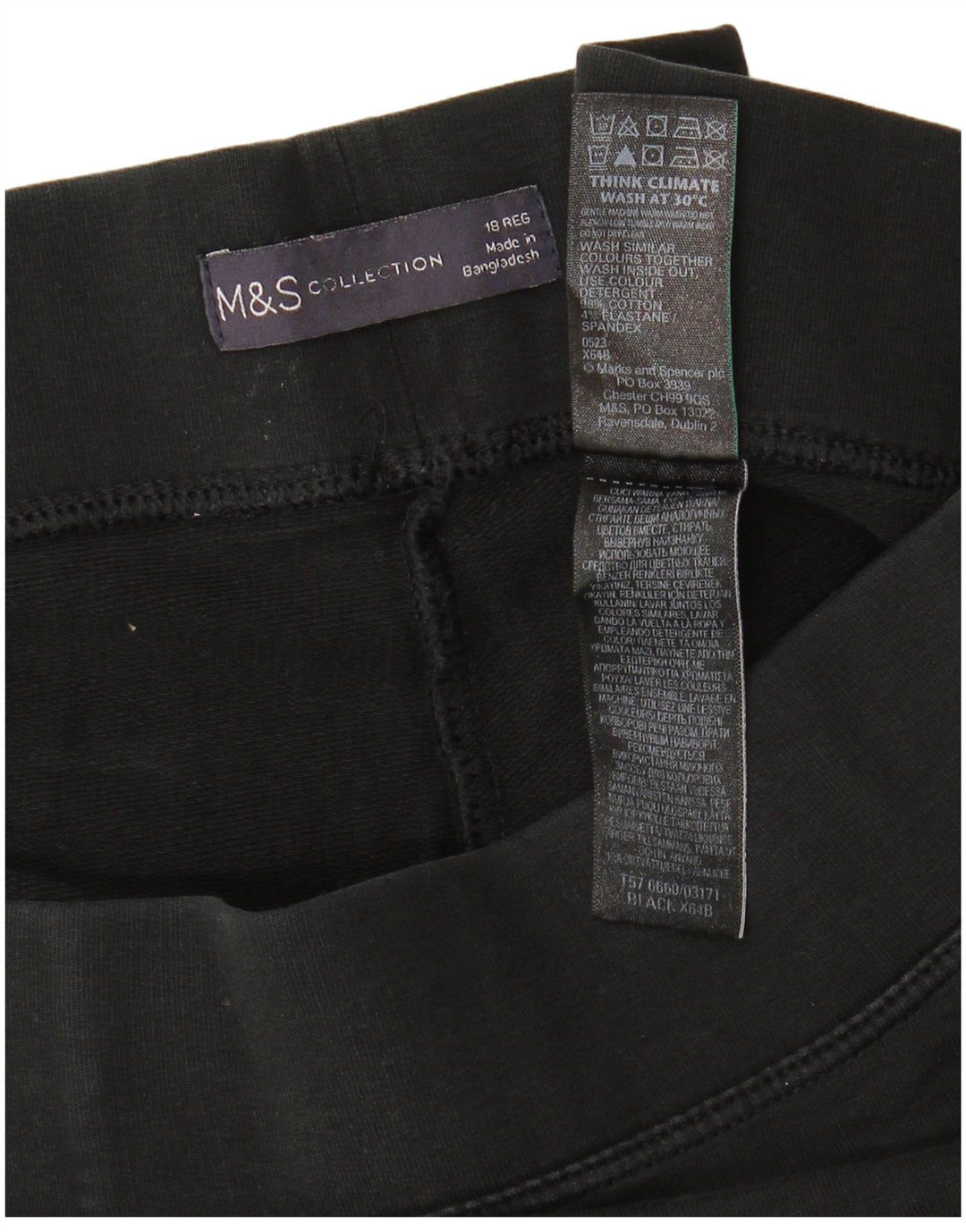 MARKS & SPENCER Womens Leggings UK 18 XL  Black Cotton